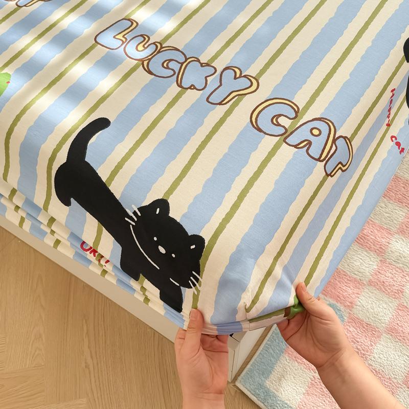 1 Pc Cat Printed Bed Sheet for Double Bed Single/Queen/King Bed Cover for Kids Pure 100% Cotton Sabanas Cama Matrimonial Sheets