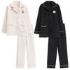 Couple's Warm Cartoon Pajamas Set: Thick Cotton, Korean Style, for Women & Men, Autumn/Winter