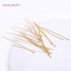50pcs/Lot 18K Gold Plated Pins Brass Ball Head/Flat Head/Eye Head Pins Supplies For Jewelry DIY Beading Accessories Wholesale