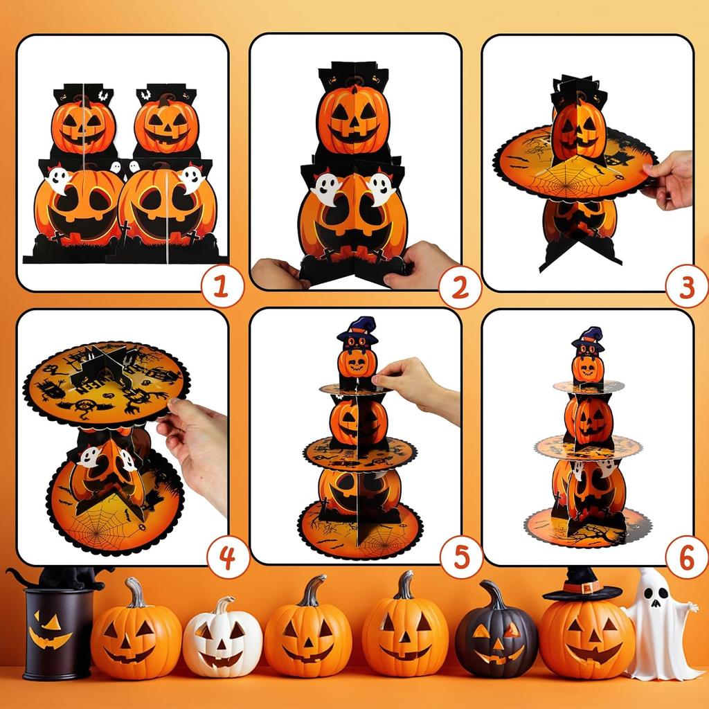 Halloween Supplies 3 Tier Cupcake Stand Round Cardboard Cake Stand Dessert Tree Tower Party Decorations Party Supplies