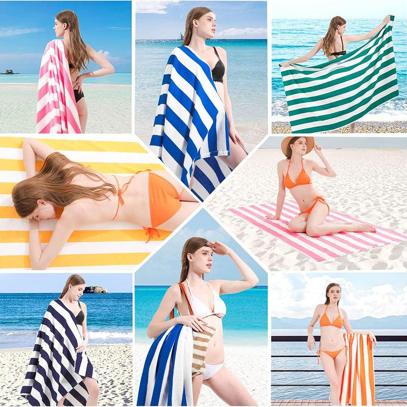 Bath Towel Custom Striped Microfiber Quick Dry Sand-Free Printed Cotton for Pool Use Summer Beach Towel