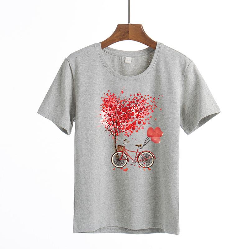 Women Summer Short Sleeved T-shirt Ladies Trendy Casual Pullover Round Neck Printed Top