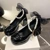 Fashion High-heeled Non-slip Women's New Fashionable and Versatile Foreign-style Pearl Mary Jane Shoes in Spring 2025
