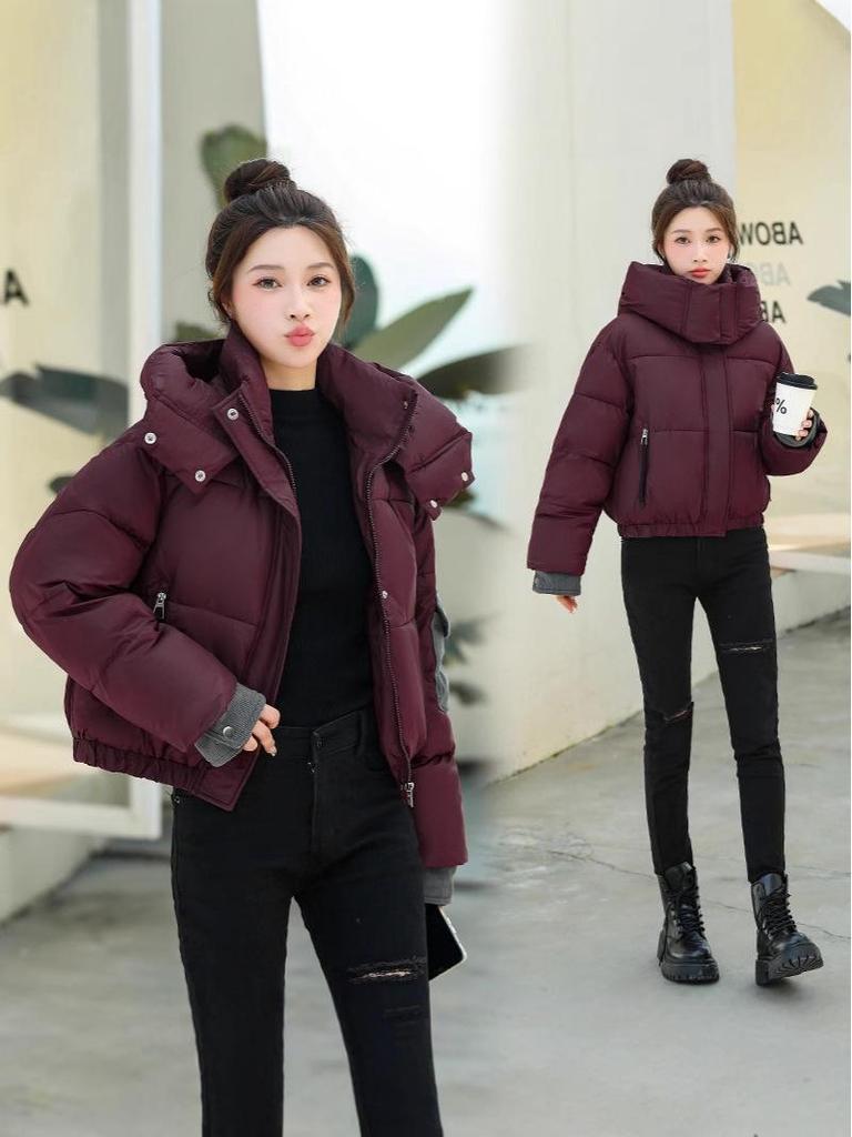 2025 Autumn/Winter Korean Style Versatile Hooded Cotton Jacket