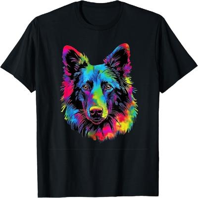 Colorful Pop Art Belgian Sheepdog Lover Portrait T-Shirt for Men Women