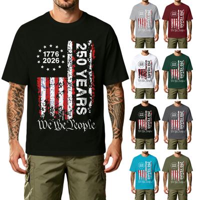 Men's Casual Printed T-Shirt Short Sleeve Crew Neck Relaxed Fit Cotton Blend Comfortable Lightweight Top for Outdoor Sports and Daily Wear
