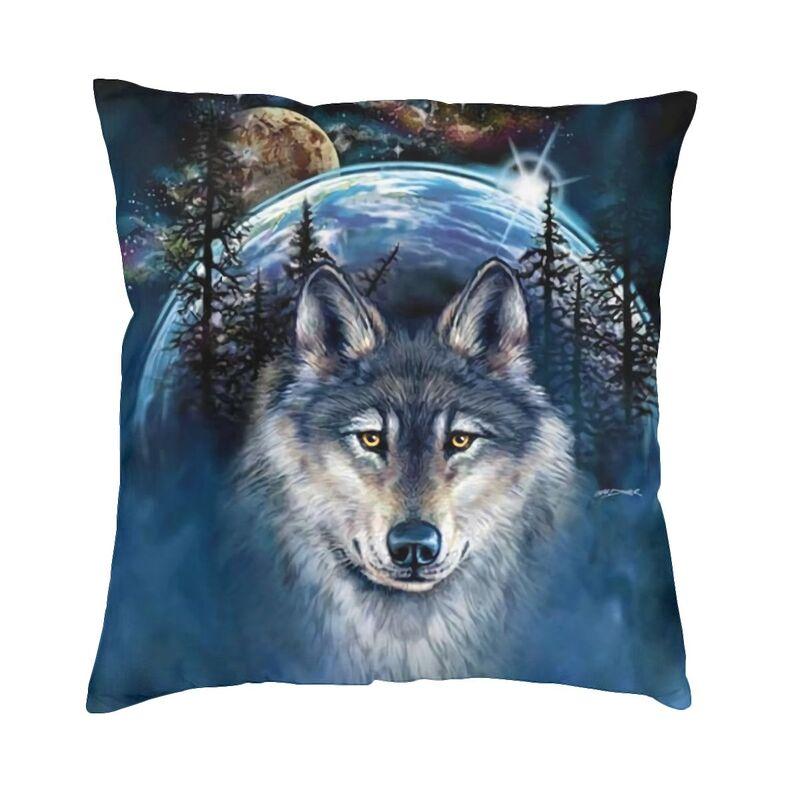 Custom Wolf Tree Pillow Case 45X45Cm Decoration Kawaii Animal Cushions For Sofa Square Pillowcase