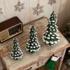15/20/25CM Mini Christmas Tree Ornament Miniature Snow Xmas Tree Resin Statue Figurine Home Office