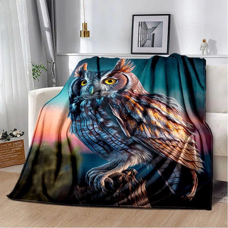 HD süße bunte Eulen-Cartoon-Decke, weiche Überwurfdecke für Zuhause, Schlafzimmer, Bett, Sofa, Picknick, Reisen, Büro, Ruhebezug, Decke für Kinder