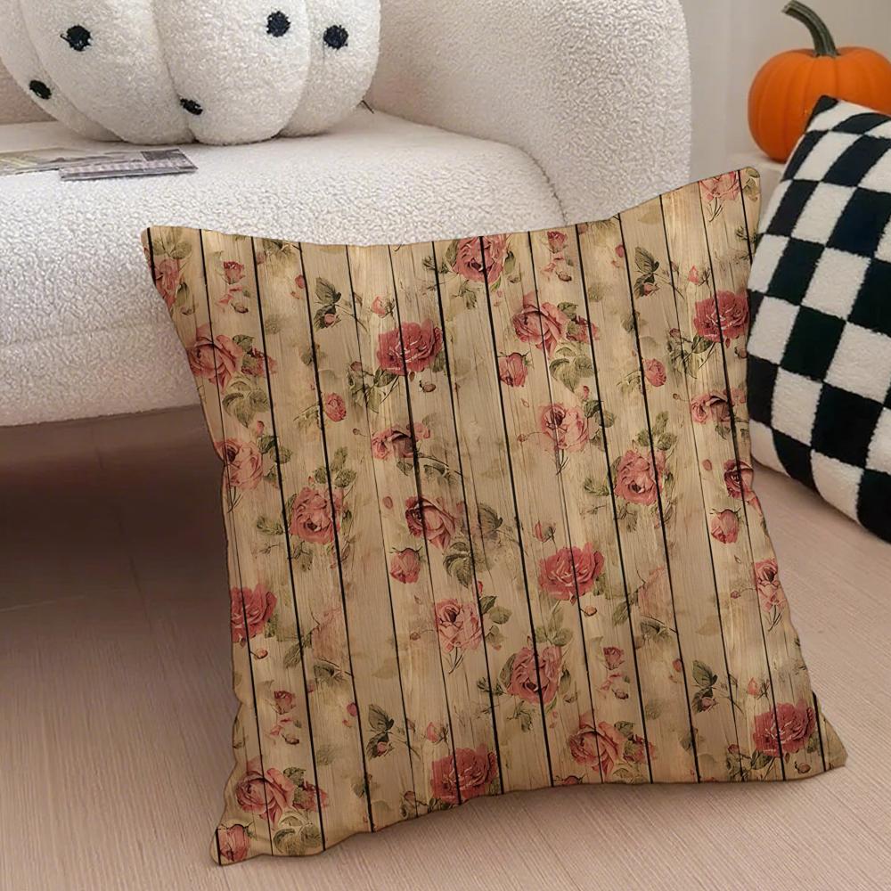 Vintage Stripes Pillow Classic Retro Cushion Cover Throw Pillow Cover Hidden Button Durable Polyester Chair Cushion