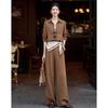 Si Shui Nian Hua Minimalist Elegant Maillard Long-Sleeve Shirt and Pants Set