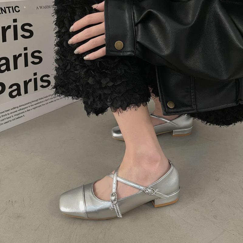 

Модная новая обувь Мэри Джейн для женщин, ретро, на среднем каблуке, женская одинарная обувь, мягкие и удобные красные балетки, Zapatos De Mujer 39 серебряный