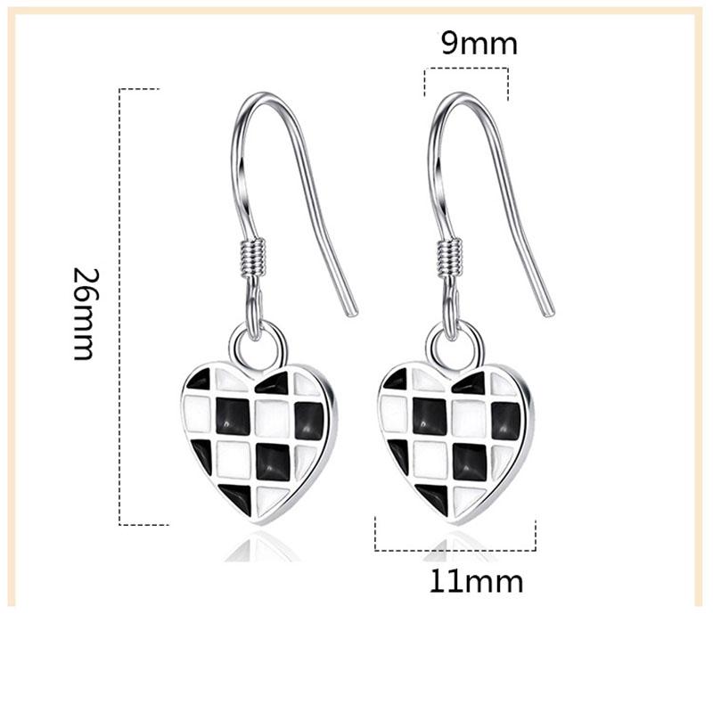 Ladies Elegant Plaid Love Heart Eardrop Earrings