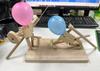 Balloon Bamboo Man Battle Handmade Wooden Fencing Puppets Wooden Bots Battle Game Two-Player Fast-Pad Balloon Battle Game