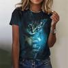 Cat pattern women's T-shirt animal 3D printing T-shirt summer casual round neck short sleeved T-shirt top Harajuku women's clothing