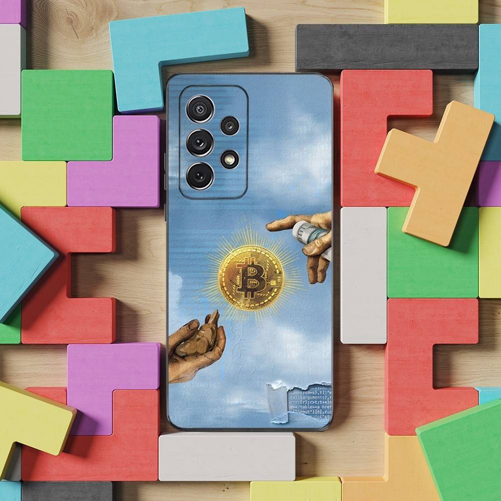 Digital Art Bitcoin Case For Samsung S22,S25,S24,S23,Ultra,FE,S20,S10,Plus,S21,S9,Lite,Soft Silicone Black