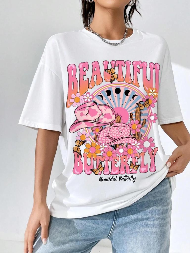 A Beautiful and Shining Worldprinting Women T-Shirt Casual Loose Tshirts Street Fashion Tee Shirt Hip Hop Summer T Shirts