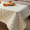 Polyester Linen Lace Edge Tablecloth Rectangular Tassels Dust -Proof Table Cover for Kitchen Dinning Table Home Decor
