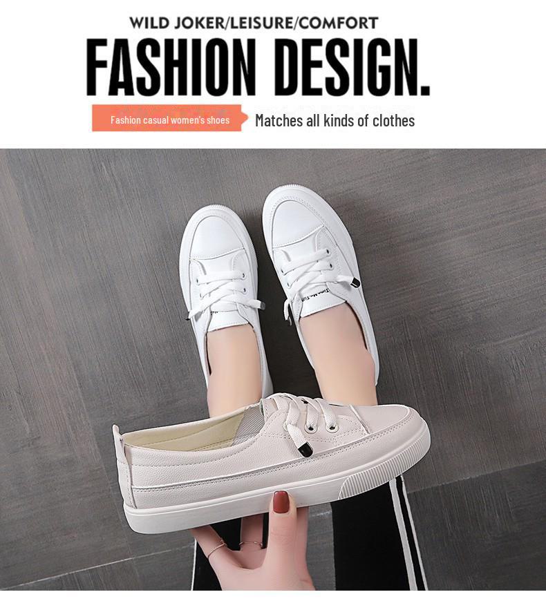 """Modne damskie białe skórzane sneakersy 2025""": Jesień Oddychające, Płytki Dekolt, Styl Koreański, Pasujące do wszystkiego, Idealne dla Studentów"