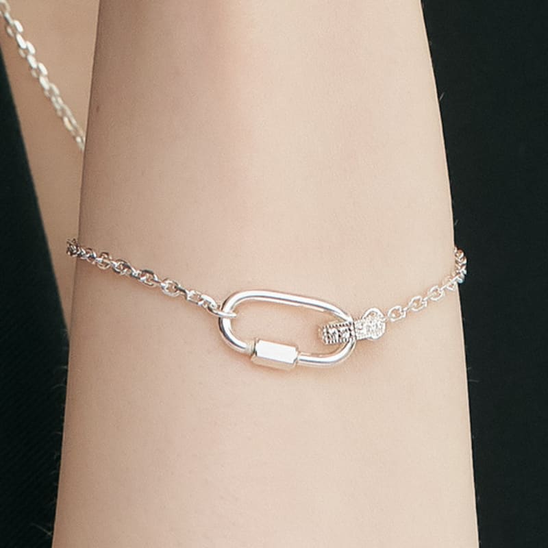 UNI.J [Cotidiano]Link Hexagon Silver Bracelet Ib330