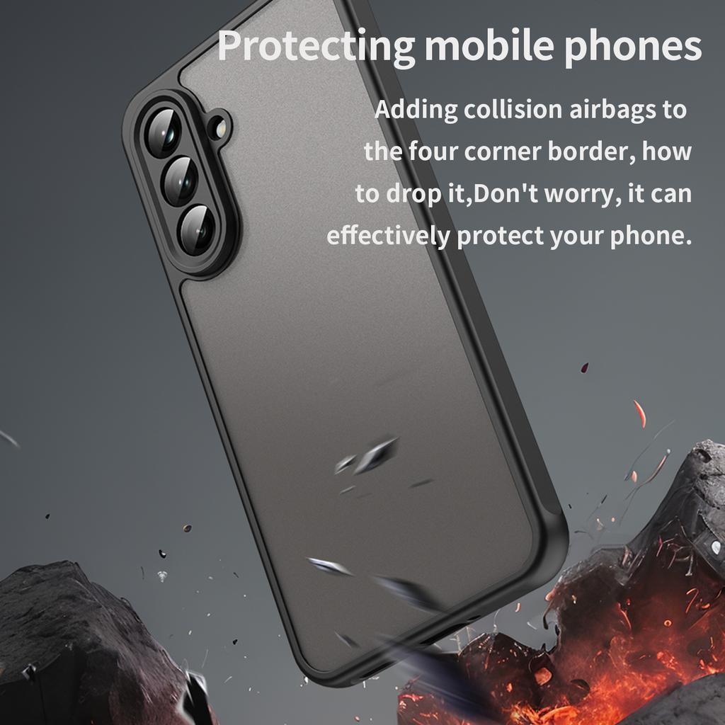 For Samsung Galaxy A56 5G Phone Case Drop Proof Airbags Frosted Translucent PC+TPU Back Cover