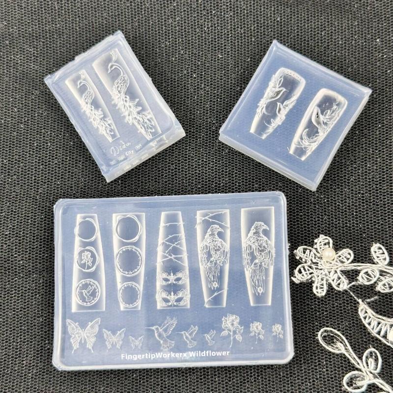 1Pcs Falcon Peacock 3D Silicone Relief Diy Decoration Nail Art Templates Nails Mold Manicure Design Tools