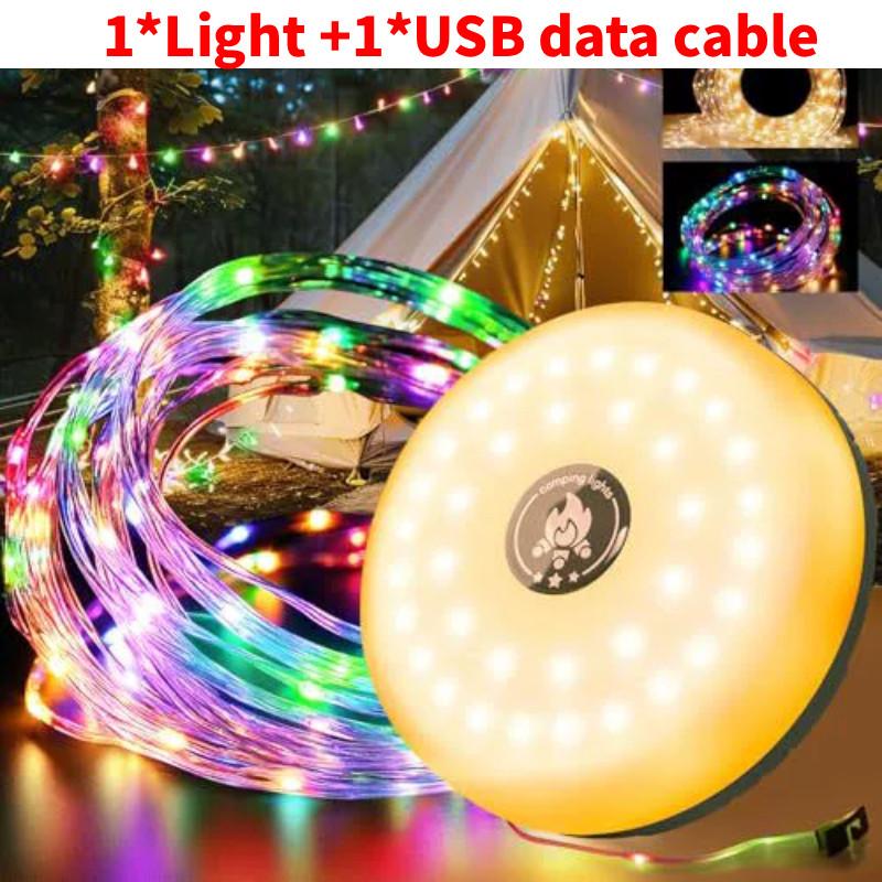 Camping Led Rope Light With Magnetic Clips For Outdoor Tents And Atmosphere Decor