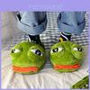 Sad Frog Plush Slippers Small Size 36-41 Fiber Cotton Stuffed Animal