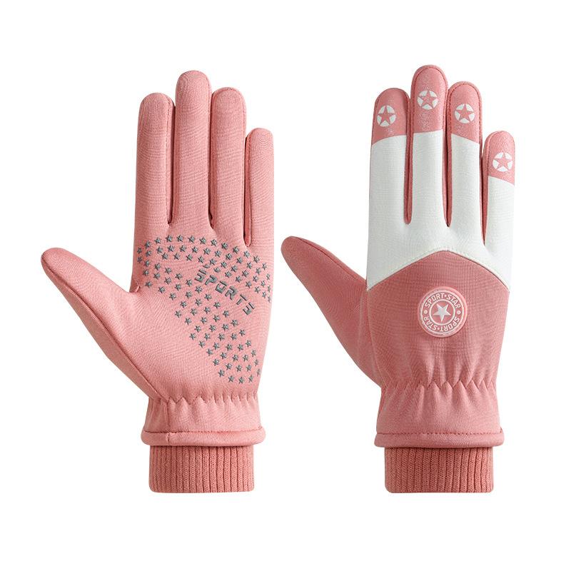 Season gloves male and female teenagers non-slip outdoor anti-splashing water velvet warm anti-cold skiing