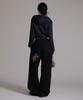 LIKE THE MOST Leopard Twin Cross Applique Training Pintuck Wide Pants_Black
