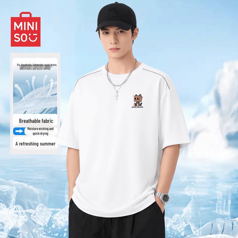 MINISO Men's Quick-Dry Color-Block T-Shirt