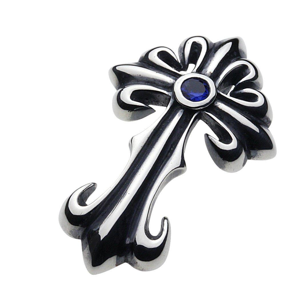 Gothic Cross Pendant Sapphire 925 Silver p0253 [Cenote] [Silver Accessory]