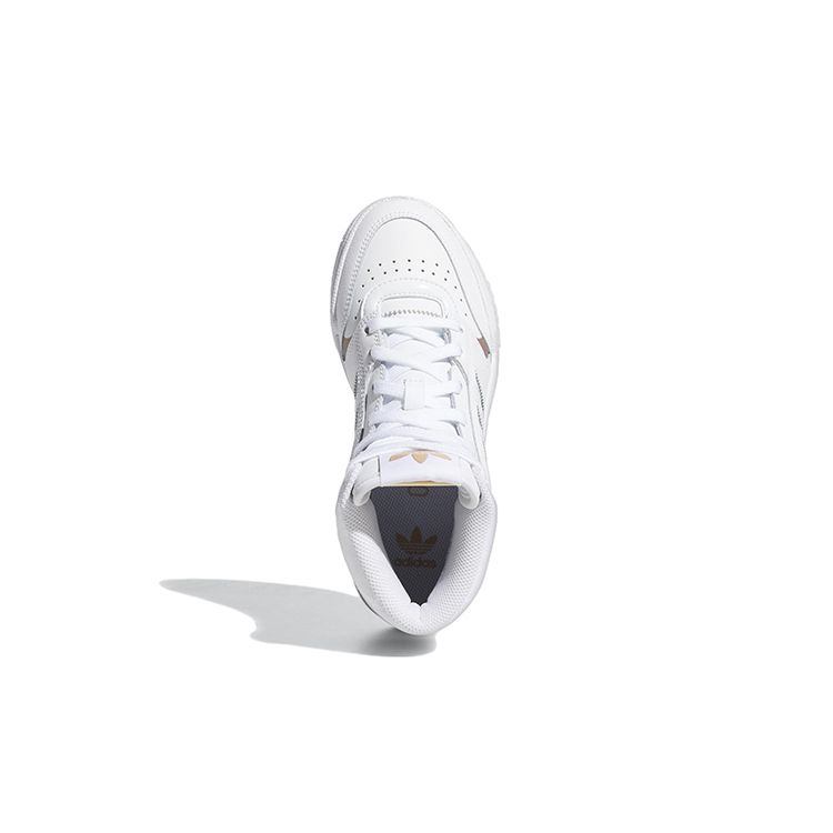 Adidas Originals Drop Step Leather Comfortable Durable High-Top Skate Shoes Kids Sneakers White EF7155