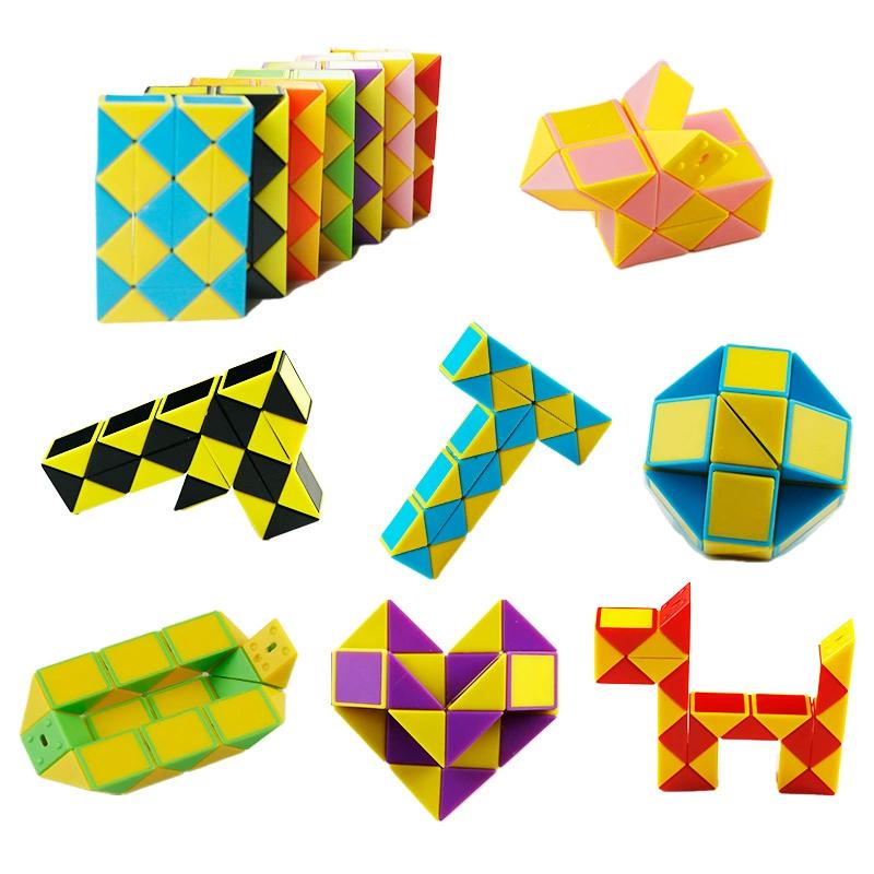 6 Pcs Folding Magic Snake Ruler Puzzle Antistress Cube Educational Toy Kids Birthday Party Favors Goodie Bags School Reward