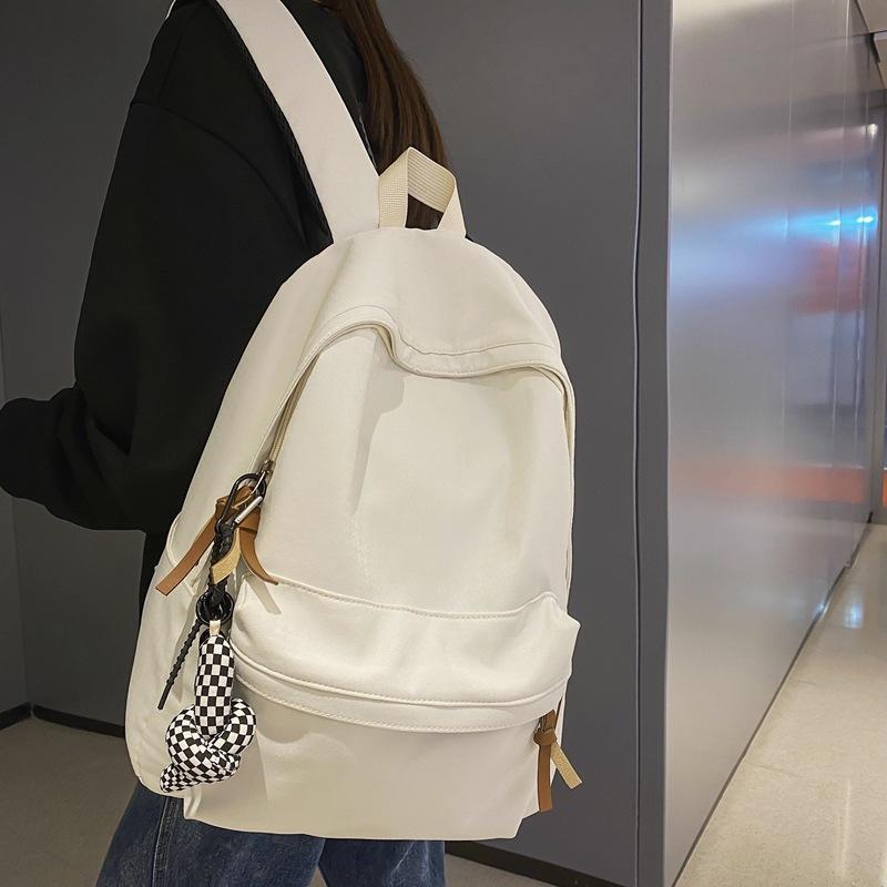 

Новый мужской рюкзак для отдыха, для учеников средней школы, маленький, свежий, для студентов колледжа, большой вместимости, однотонный, женский рюкзак-школьная сумка белый