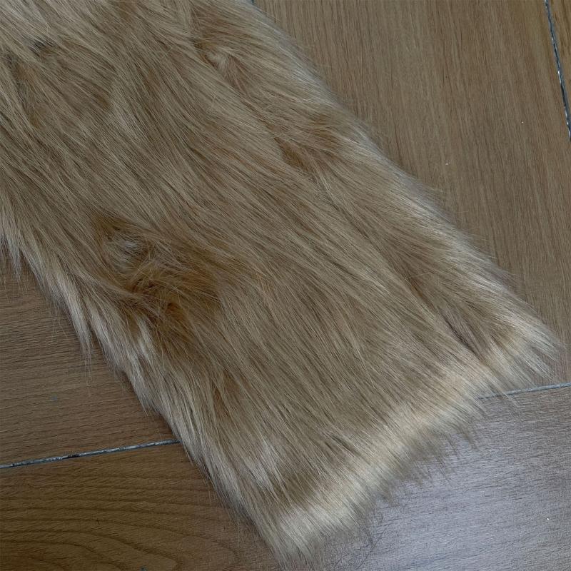 Soft Faux Furs Leg Sleeves Winter Leg Warmers Elastic Thermal Protective Boot Covers Footless Socks For Women Hosiery