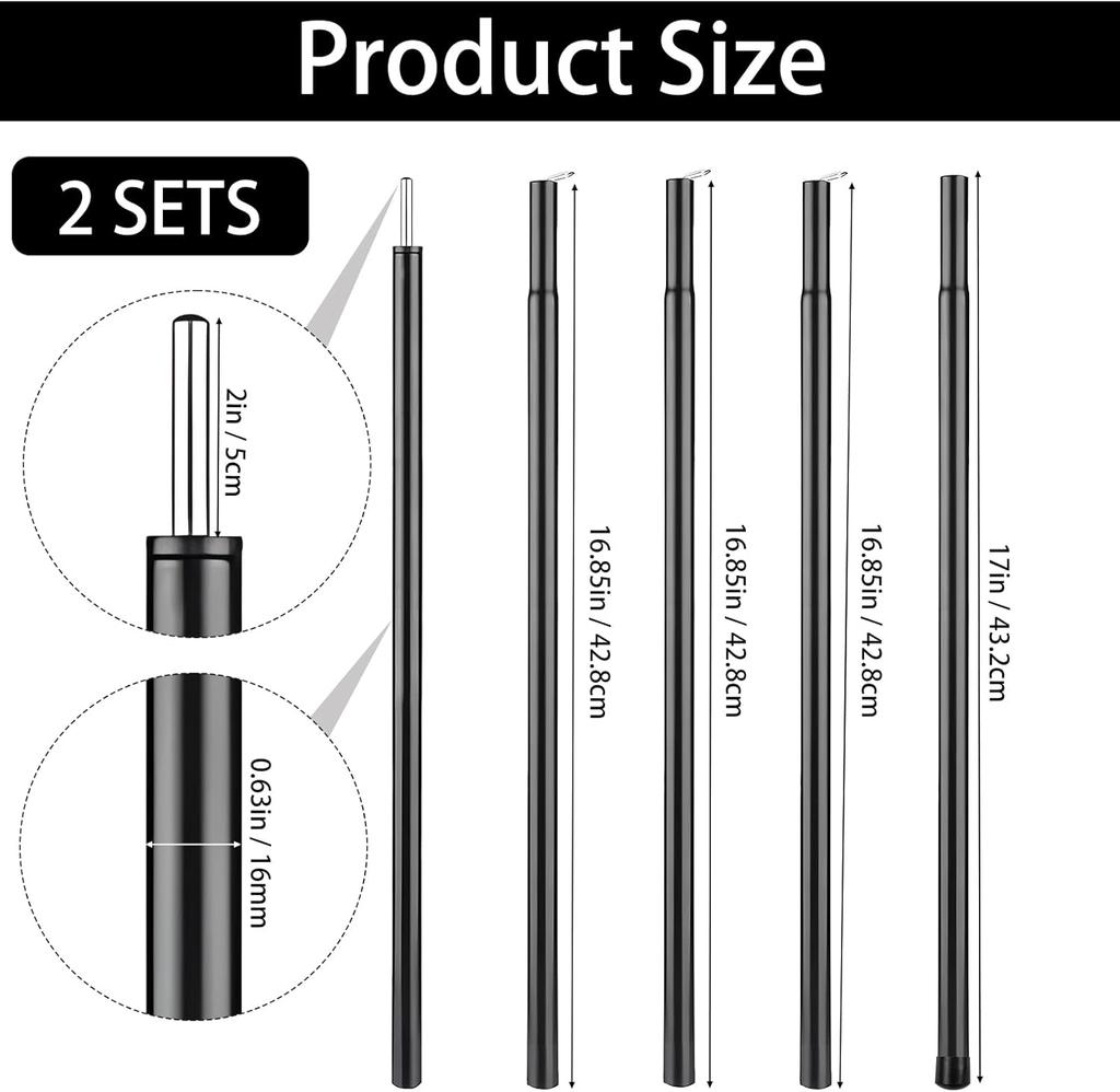 Adjustable tent support rod 2 sets (including storage bag)
