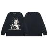 Vintage American Style Long Sleeve T-Shirt Young Men Loose Fit Cotton Breathable Casual Streetwear Size