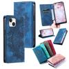 For iPhone 13 Mini Mandala Embossed PU Leather Flip Wallet Case Magnetic Closure Cover