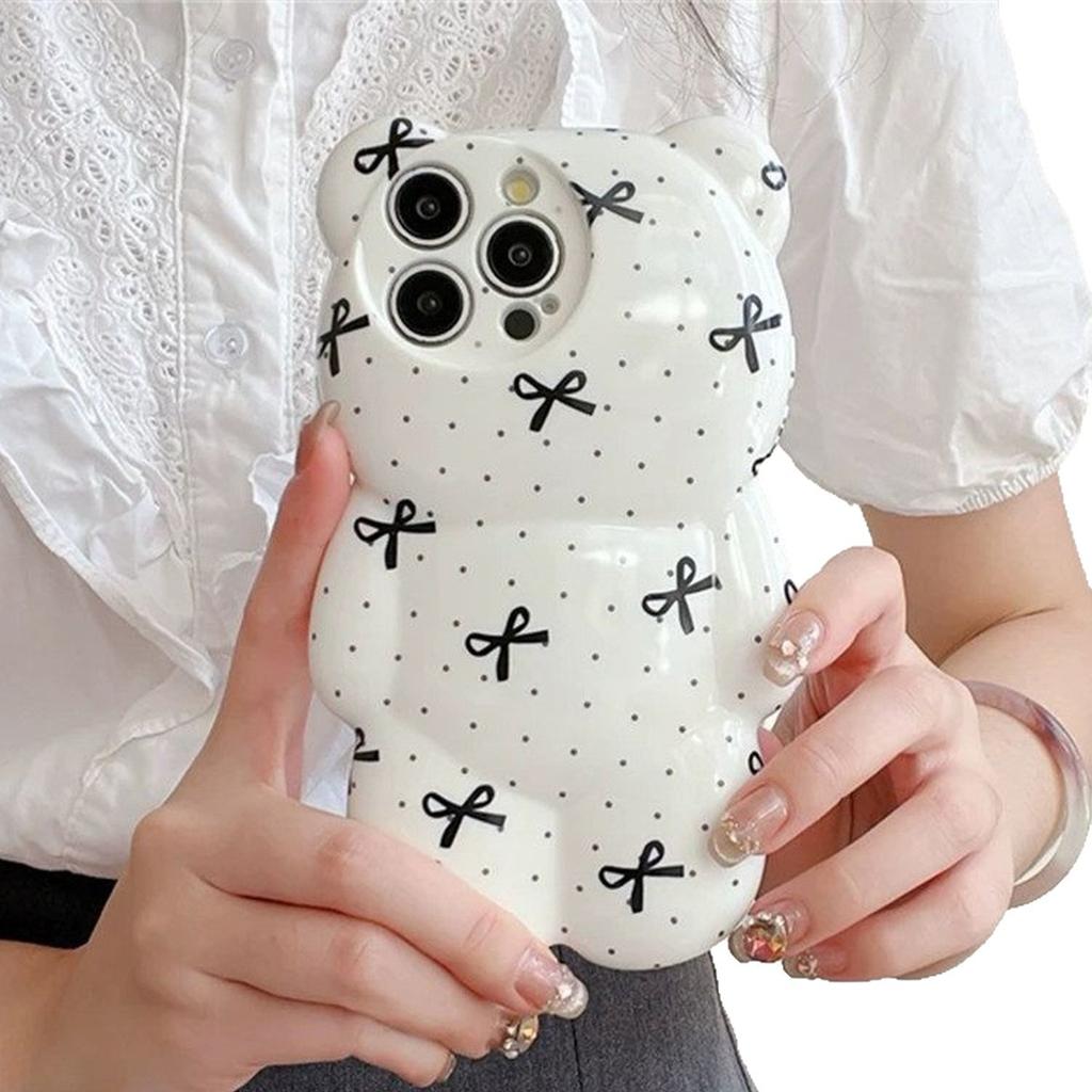Custodia per Telefono Cellulare in TPU con Orso Cartone Animato, Anti-Sudore, Piccola, Fresca, Opaca Traslucida, Anti-Impronte, Guscio Opaco, Cover Morbida