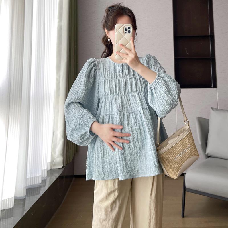 2026 Spring/Autumn Maternity Bubble Sleeve Loose Doll Long Sleeve Top 2XL