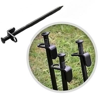 2Pcs Heavy Duty Preto Aço Metal Tenda Canopy Camping Estacas Pegs Ground Nail