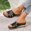 Women Wedge Slippers Vintage Anti-Slip Leather Slippers Premium Orthopedic Sandals Casual Platform Retro Shoes Home Slides Women