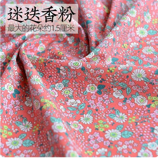 145x50cm Pastoral Floral Summer Poplin Cotton Fabric DIY Children's Wear Cloth Make Bedding Quilt Decoration Home Sewing Cloth