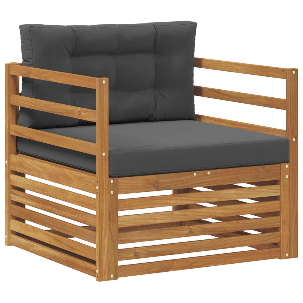 Outdoor Sofa Set Solid Acacia Wood and Polyester