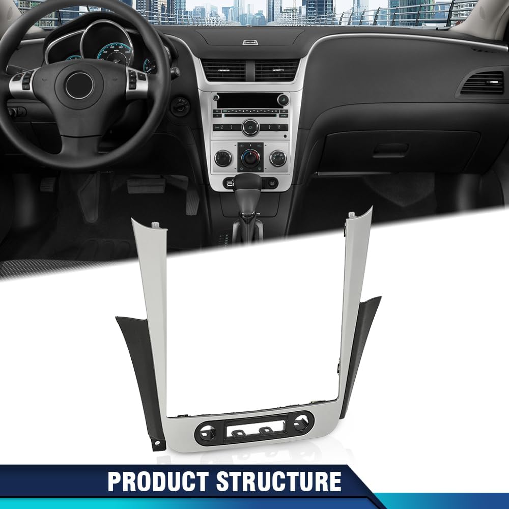 PIT66 Dash Radio Bezel Trim Vent Compatible with Chevy Malibu 2008-2012 Silver Black