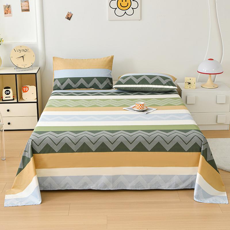 1pc 100% Cotton Flat Bedsheet Cartoon Style Bed Linen Print Bedsheet Skin-friendly Flat Sheets Drap De Lit (No Pillowcase)
