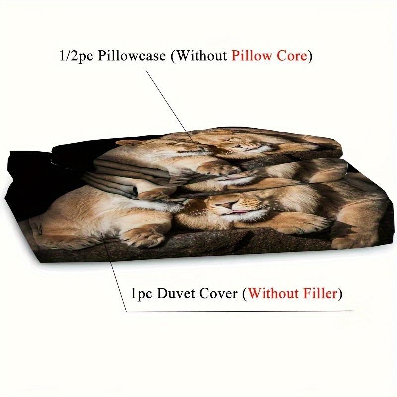 Lions Bedding Set Soft Polyester Duvet Cover Set Quilt Cover With Pillowcase For Bedroom Decor Birthday Gift For Wife Husband