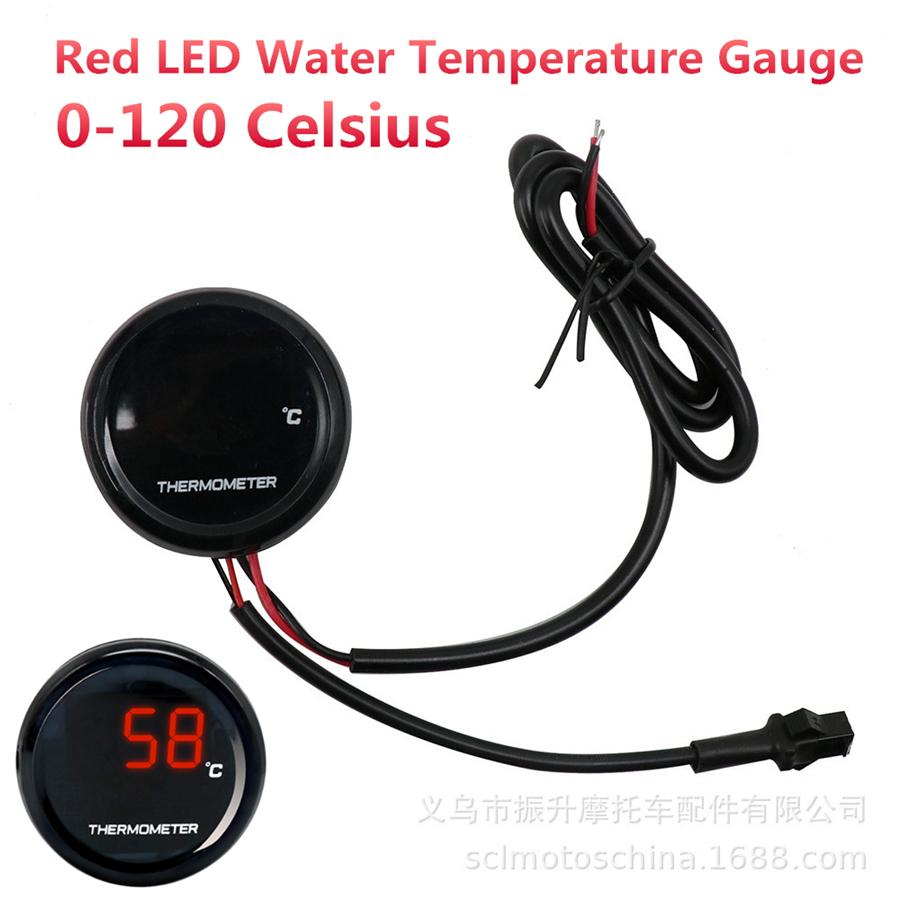 Universal Motorcycle Thermometer Instruments Water Temp Temperature LED Digital Display Gauge Meter With 20mm Temp Temperature Sensor Adapter
