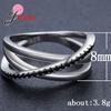Original 925 Sterling Silver Shinning Black CZ Crystal Finger Ring For Women New Fashion Engagement Wedding Statement Jewelry